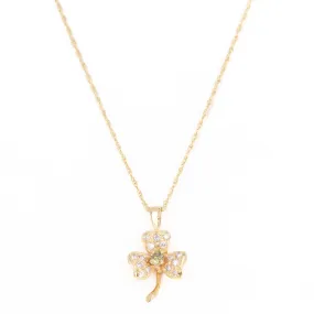 14K Yellow Gold Fancy Brownish Yellow Diamond Clover Pendant Necklace