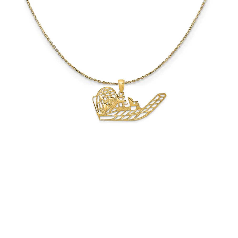 14k Yellow Gold Open Airboat Necklace