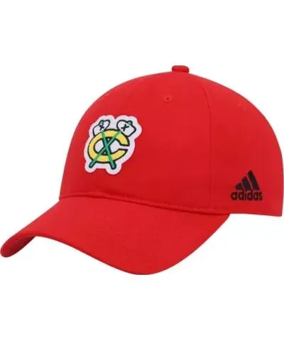 adidas Men's NHL Chicago Blackhawks Letter Slouch Adjustable Hat