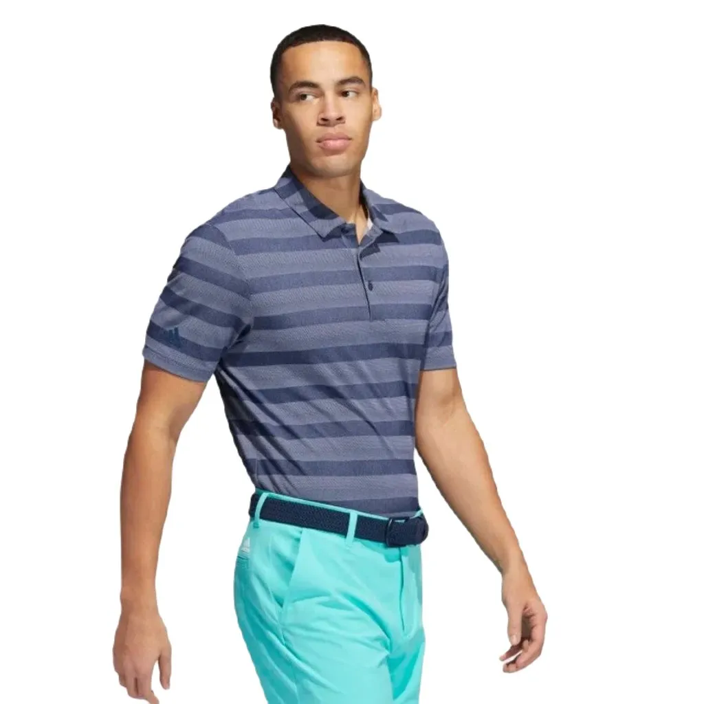 Adidas Two-Color Striped Polo Shirt - Navy