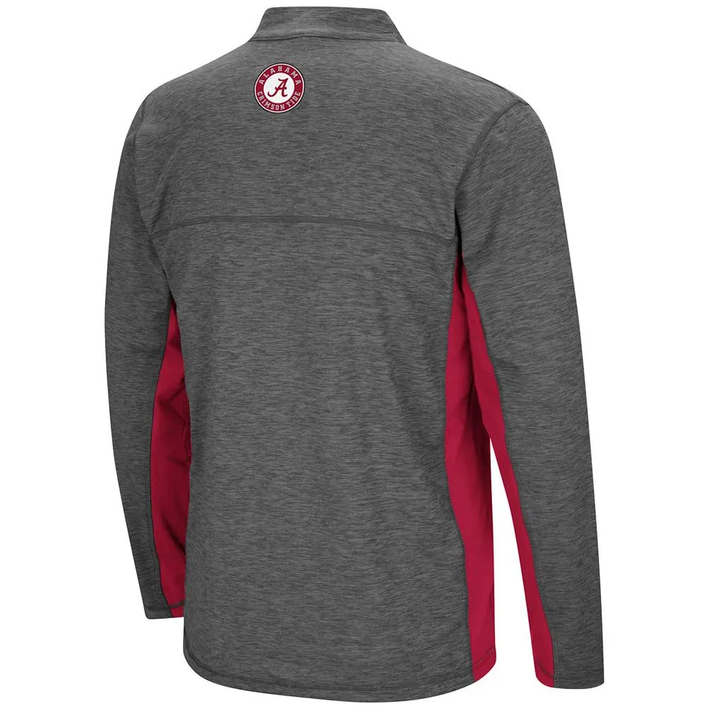 Alabama Crimson Tide Colosseum Charcoal Gray & Red Milton 1/4 Zip LS Windshirt