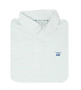 Albatross Polo - White w/ Solid Seaglass Stripes