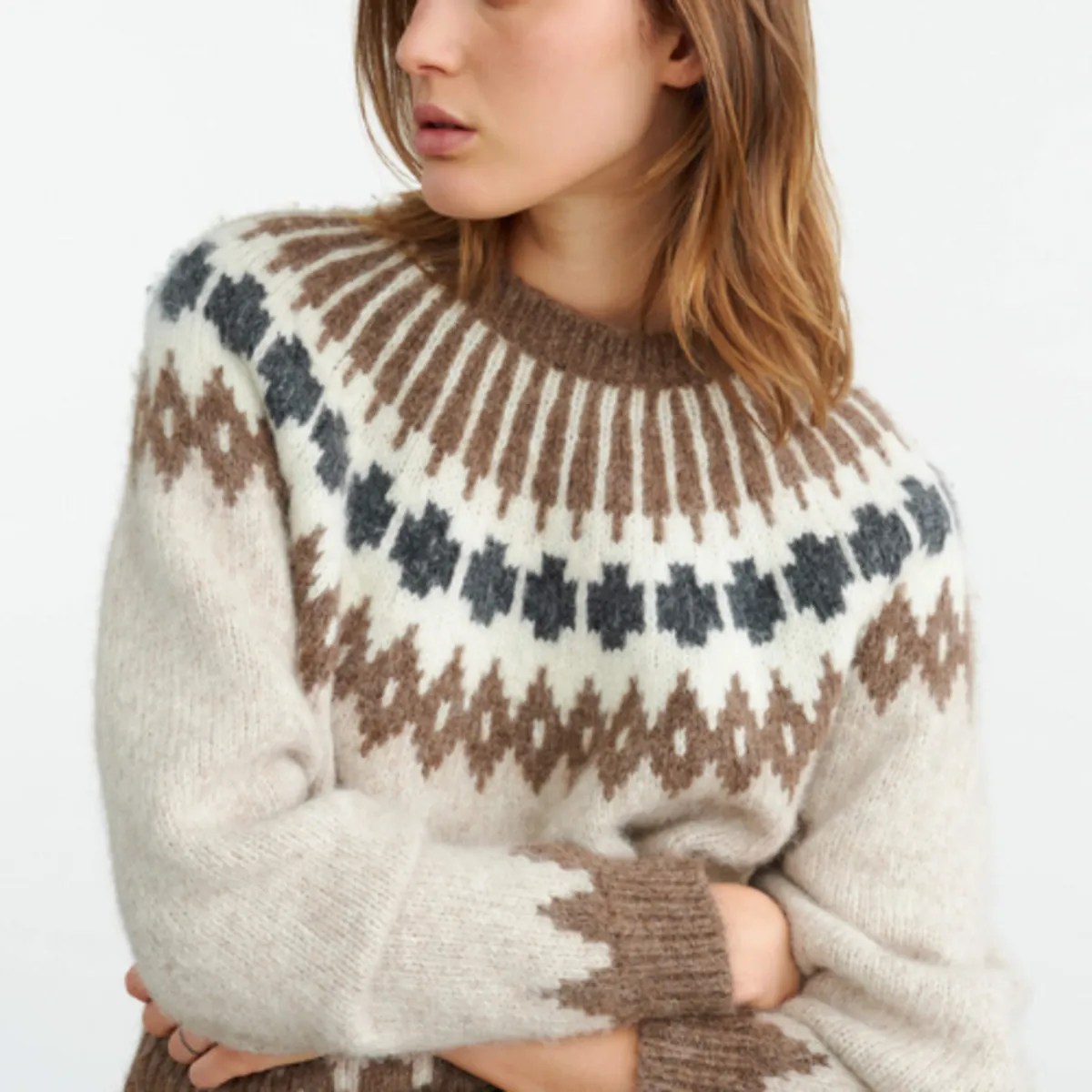 Alena Sweater - Oatmeal Fairisle