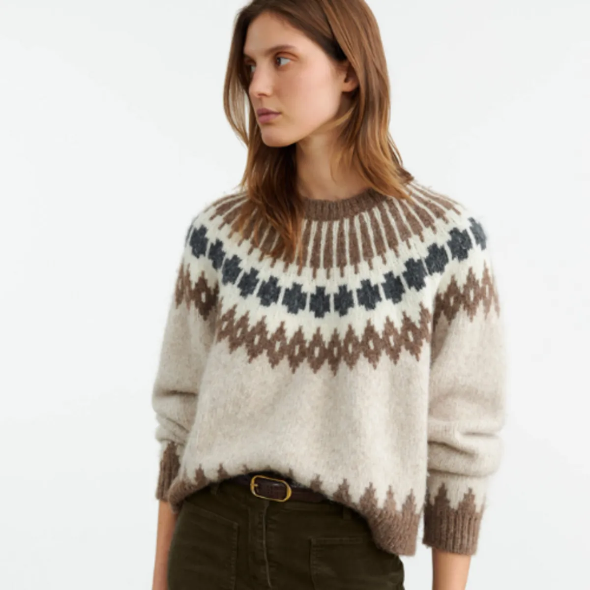 Alena Sweater - Oatmeal Fairisle