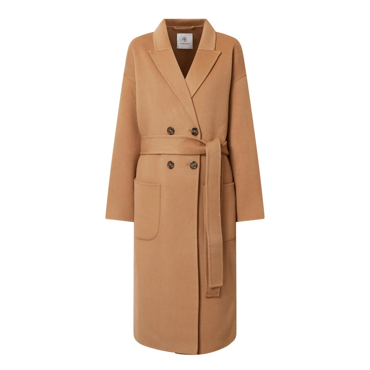 ANINE BING Dylan Double-Breasted Wrap Coat - Camel