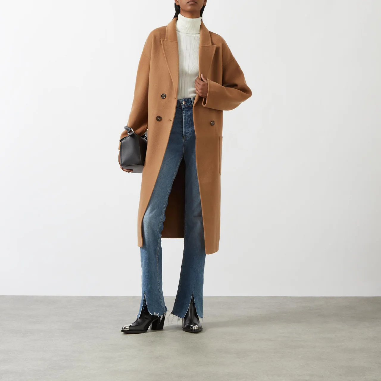 ANINE BING Dylan Double-Breasted Wrap Coat - Camel