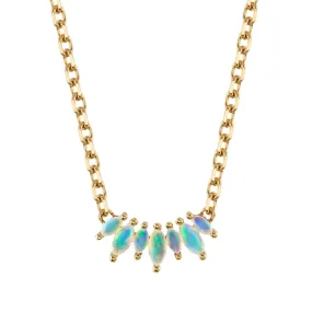 Athena Necklace in Gold with Genuine White Opals