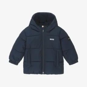 Baby Boys Blue Hooded Puffer Coat