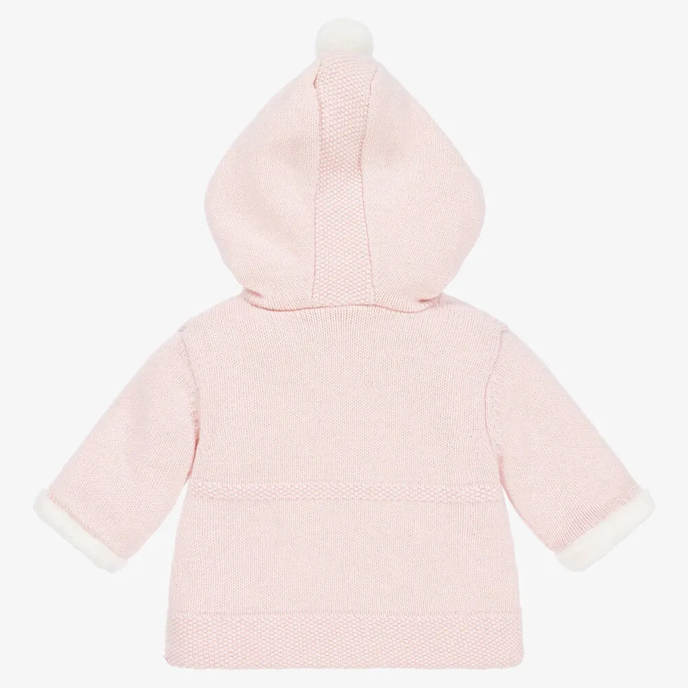 Baby Girls Pink Cotton Knit Pram Coat