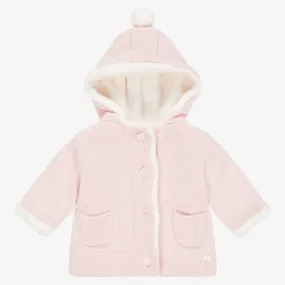 Baby Girls Pink Cotton Knit Pram Coat