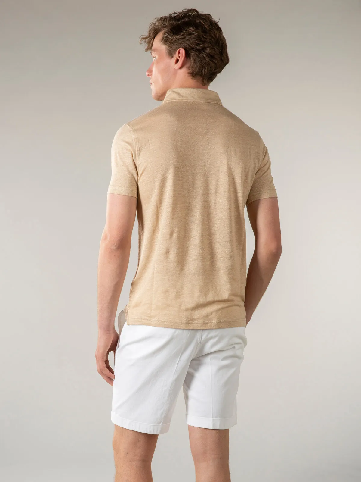 Beige Linen Polo Shirt