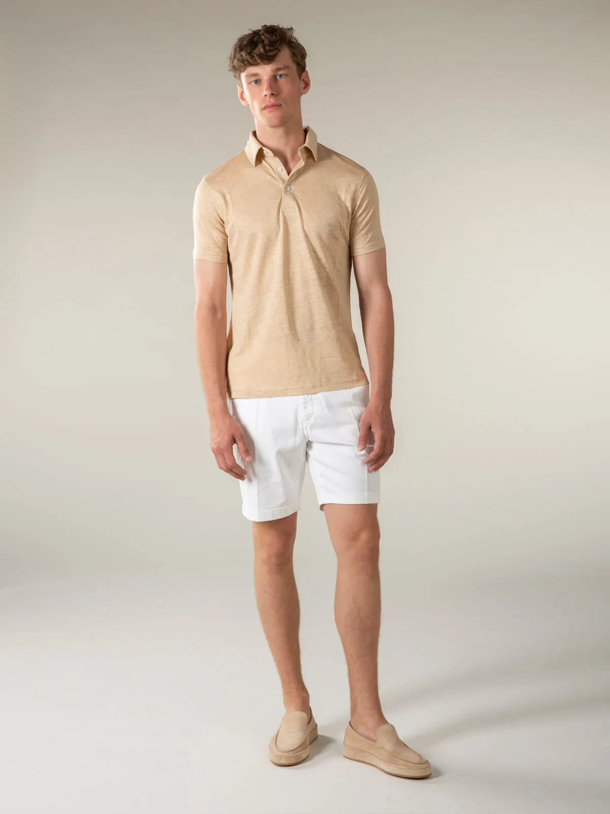 Beige Linen Polo Shirt