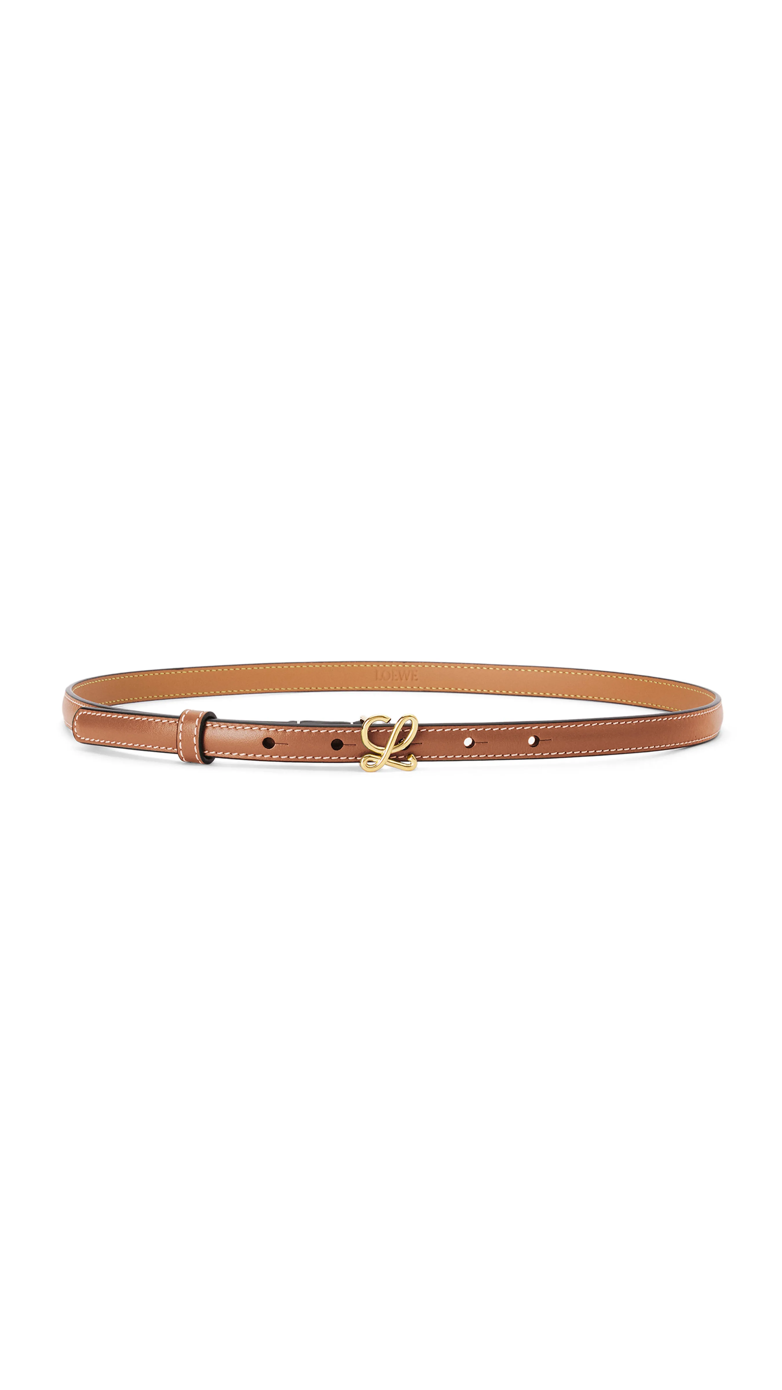 Belt in Smooth Calfskin - Tan/Gold