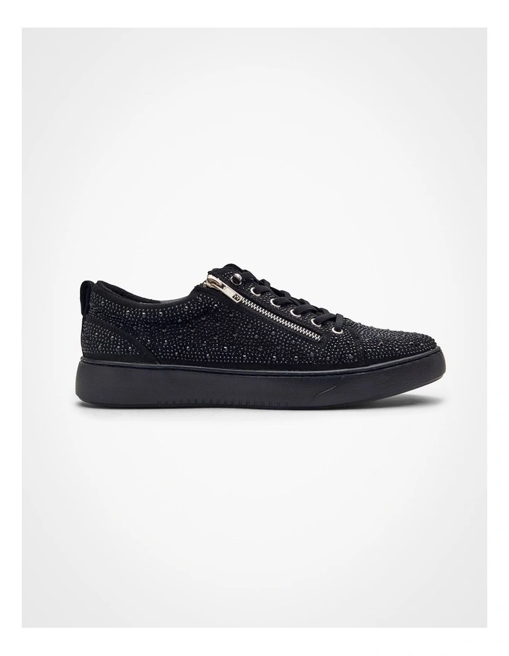 Black Bejewelled Zip Sneaker Black