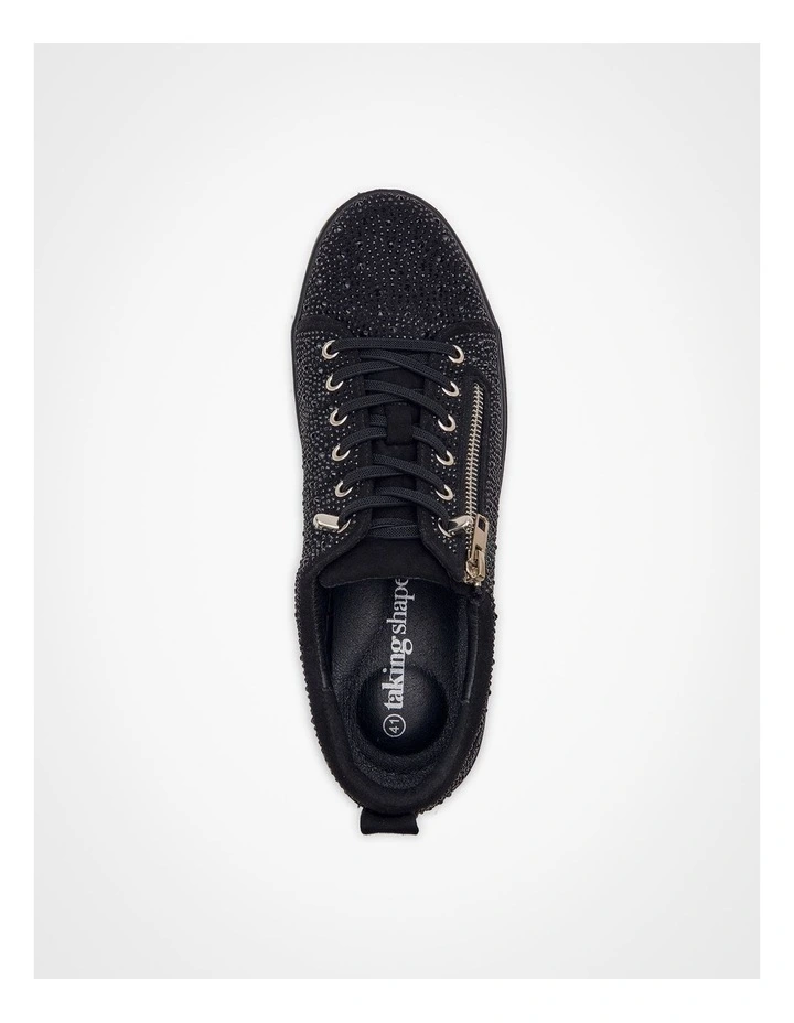 Black Bejewelled Zip Sneaker Black