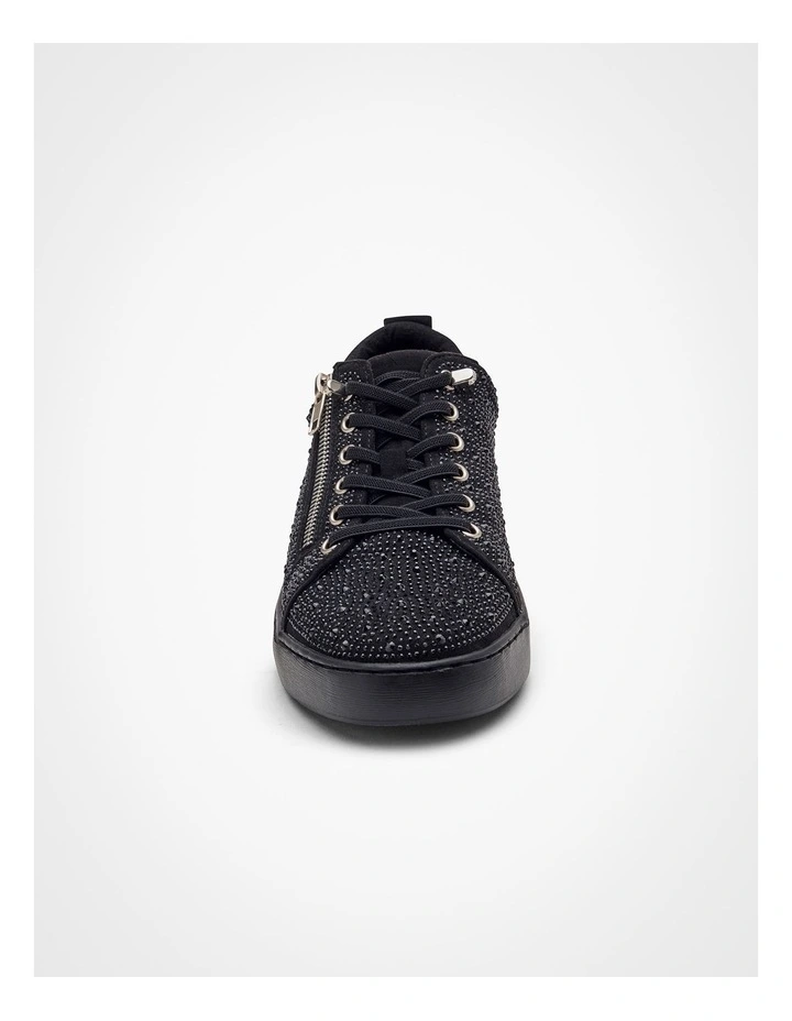 Black Bejewelled Zip Sneaker Black