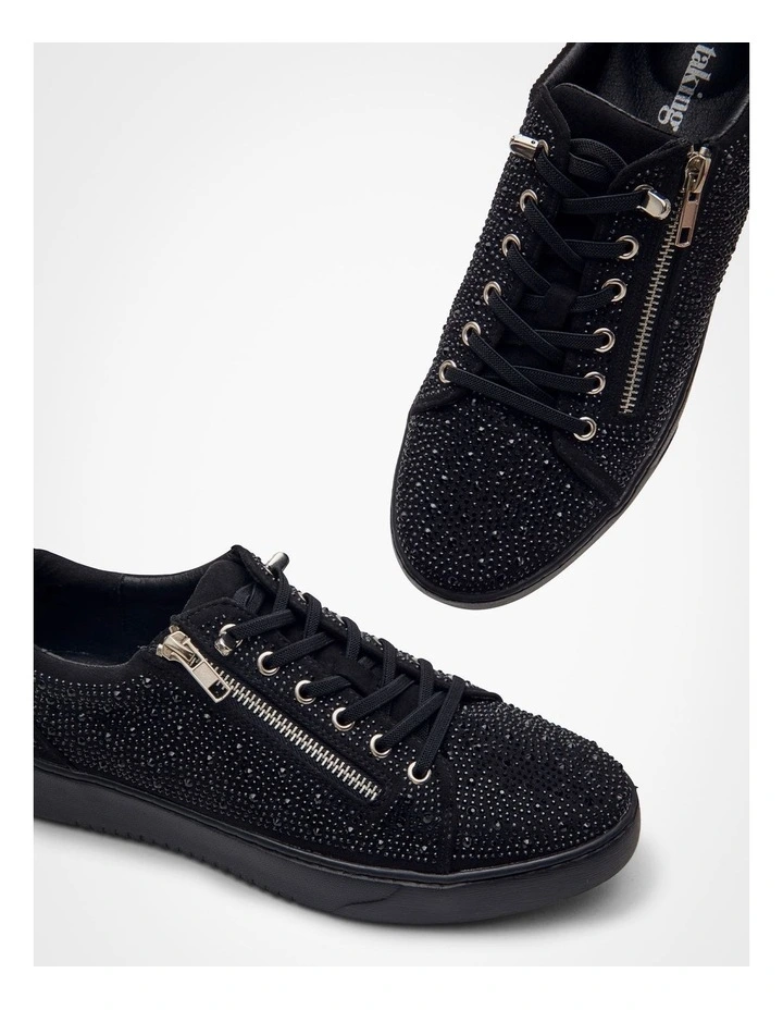 Black Bejewelled Zip Sneaker Black