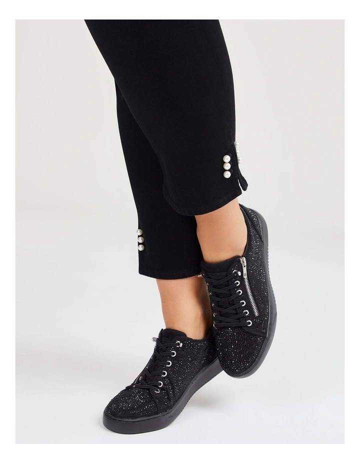 Black Bejewelled Zip Sneaker Black