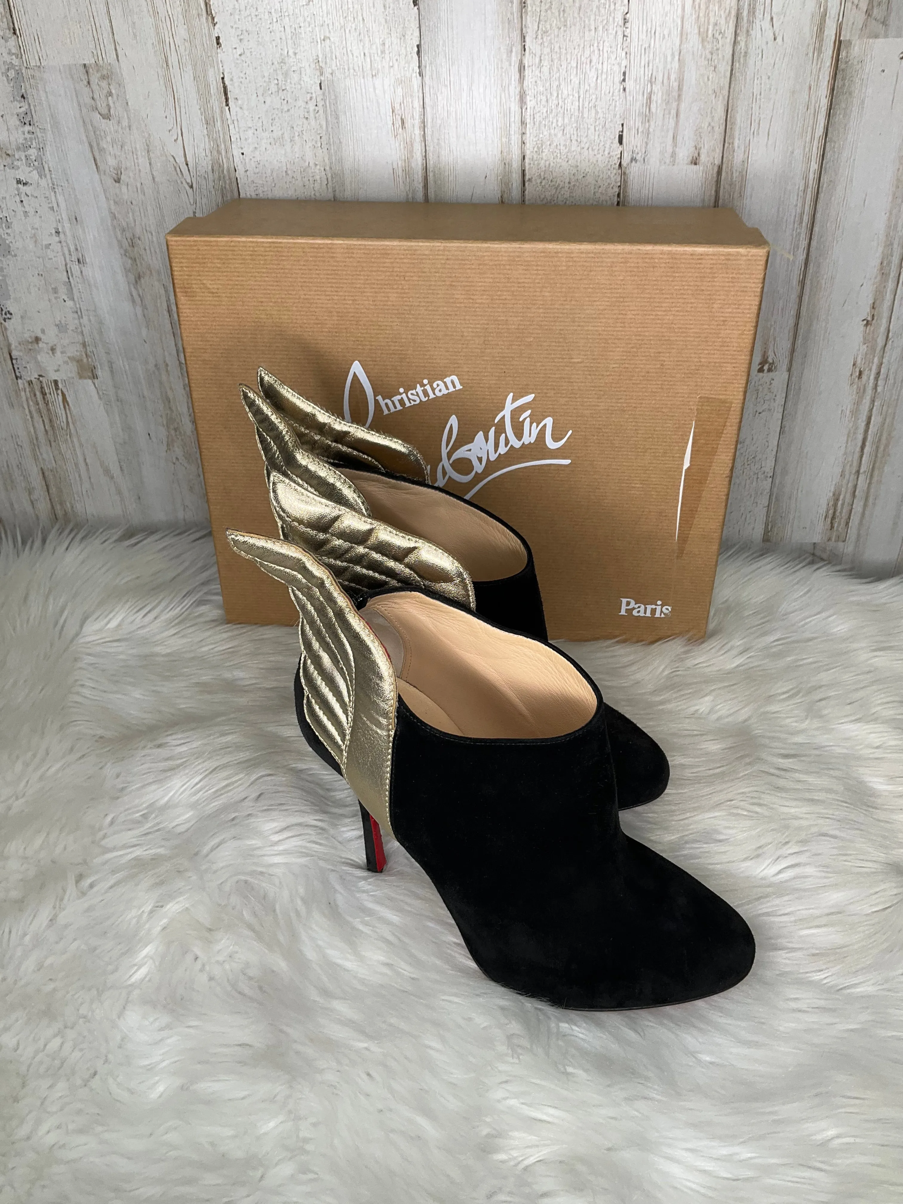 Black Boots Ankle Heels Christian Louboutin, Size 7