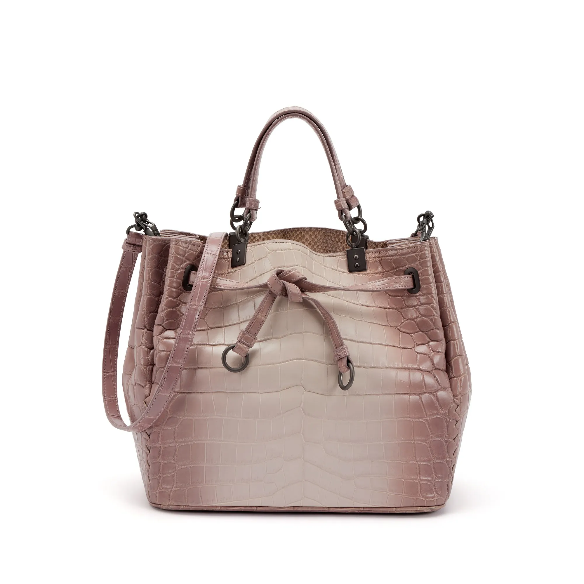 Bottega Veneta Ombré Dusty Rose Matte Crocodile and Ayers Bucket Bag Ruthenium Hardware, 2016