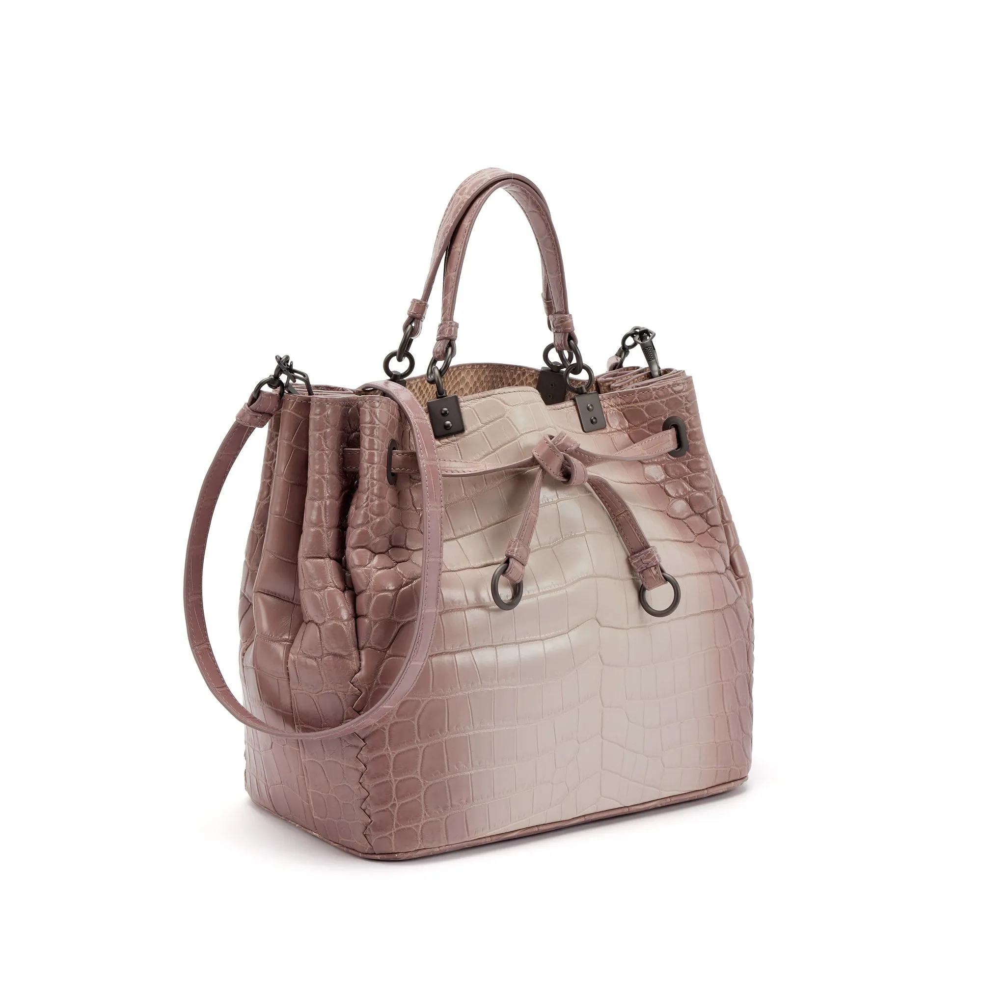 Bottega Veneta Ombré Dusty Rose Matte Crocodile and Ayers Bucket Bag Ruthenium Hardware, 2016