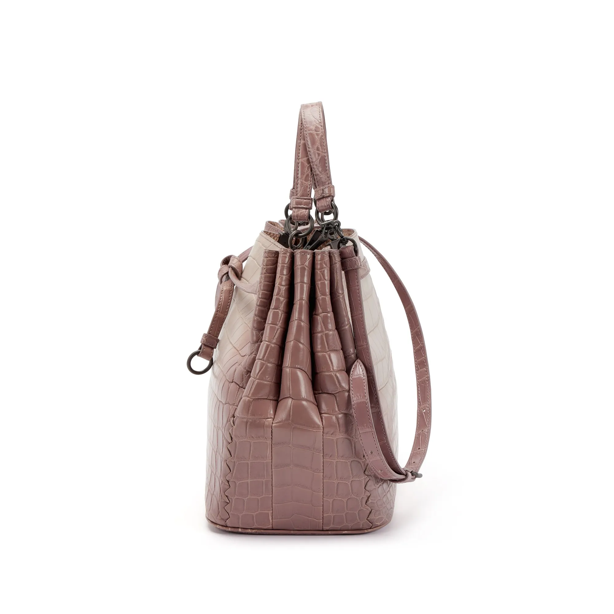 Bottega Veneta Ombré Dusty Rose Matte Crocodile and Ayers Bucket Bag Ruthenium Hardware, 2016