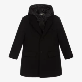 Boys Black FF Logo Wool Coat