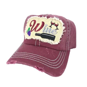 Burgundy Washed Distressed Wine Hat