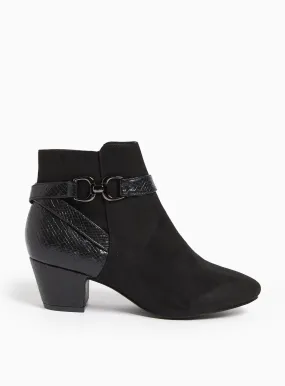 Buy Black Buckle Faux Suede Heeled Ankle Boots 3 | Boots | Tu