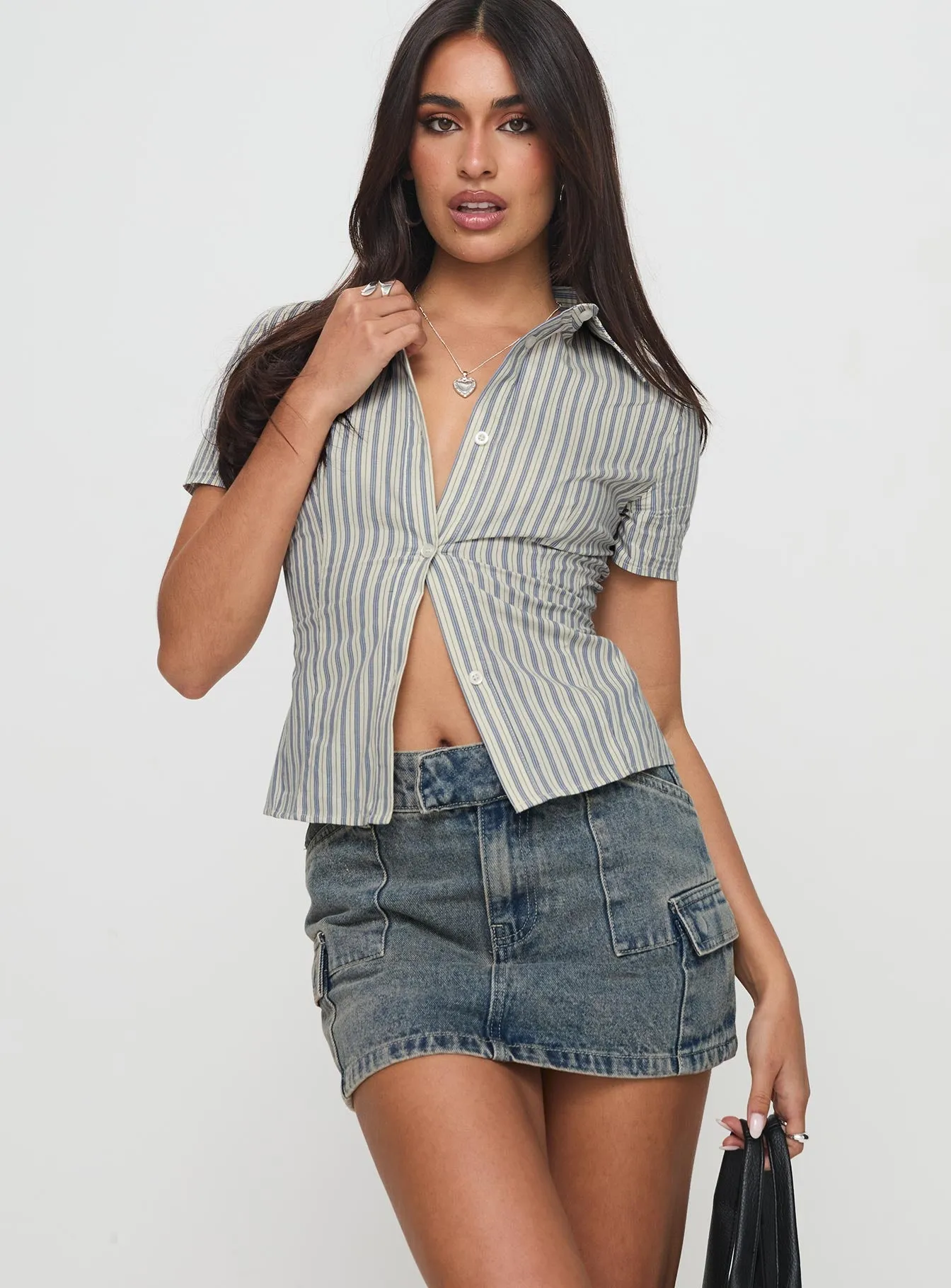 Calixta Denim Mini Skirt Washed Blue