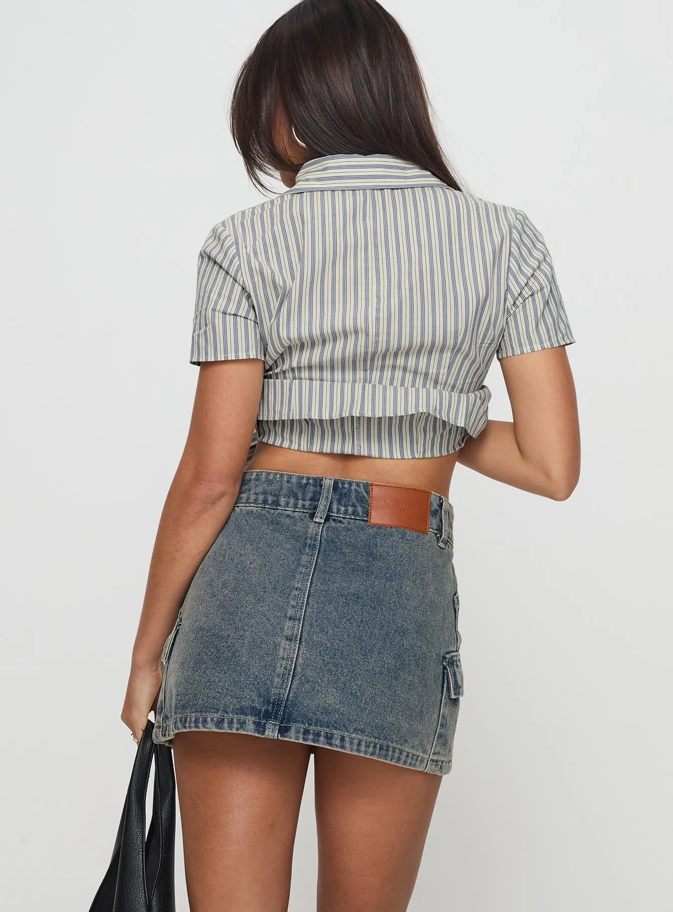 Calixta Denim Mini Skirt Washed Blue