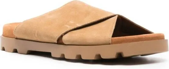 Camper Brutus logo-debossed suede sandals Brown