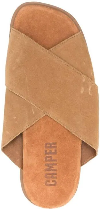 Camper Brutus logo-debossed suede sandals Brown