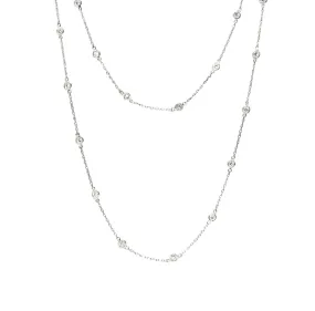 Contemporary 2.60 CTW Diamond 18 Karat White Gold By The Yard 41 IN Long Station Necklace