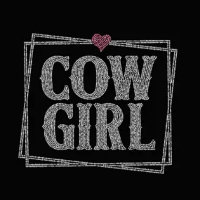 Cow Girl Square with Heart Rhinestone Transfer