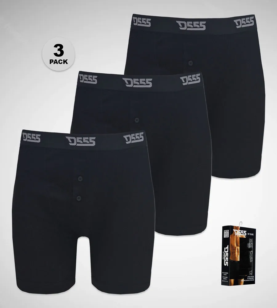 D555 Big Mens Black Cotton Boxer Shorts Pack of Three (DRIVER 2)