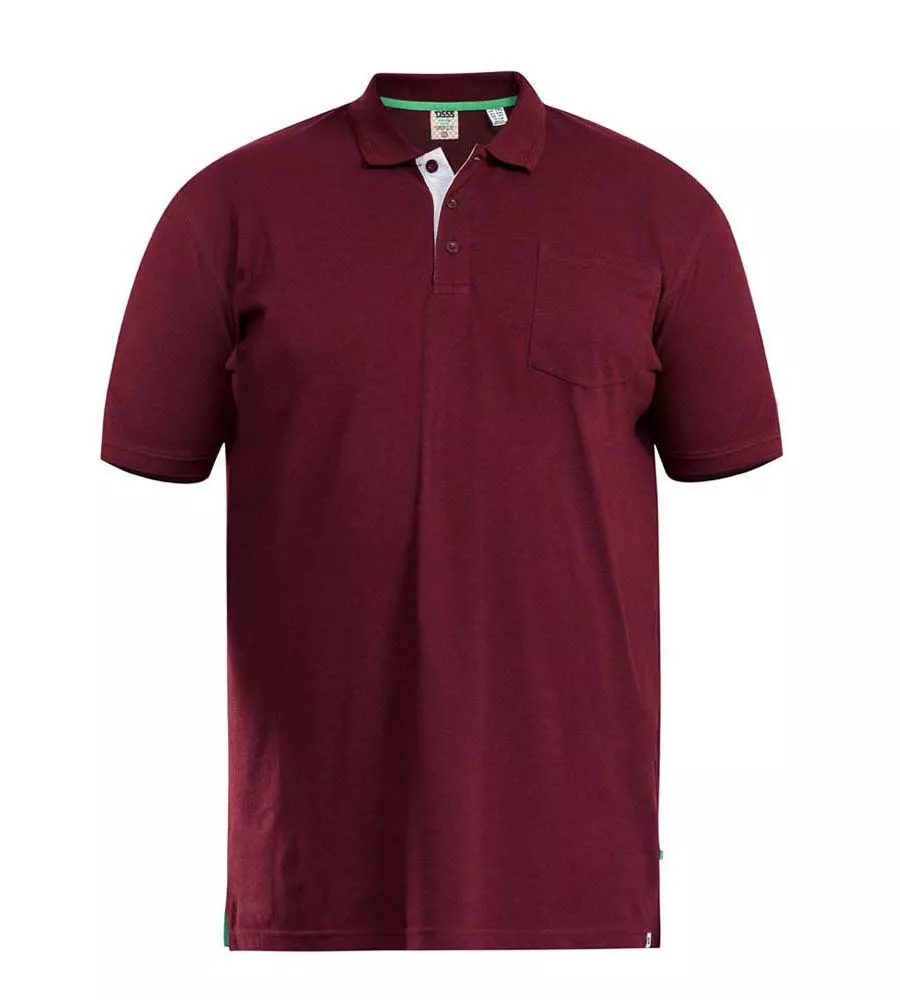 D555 Big Mens Maroon Fully Combed Pique Polo Shirt With Pocket (GRANT MAROON)