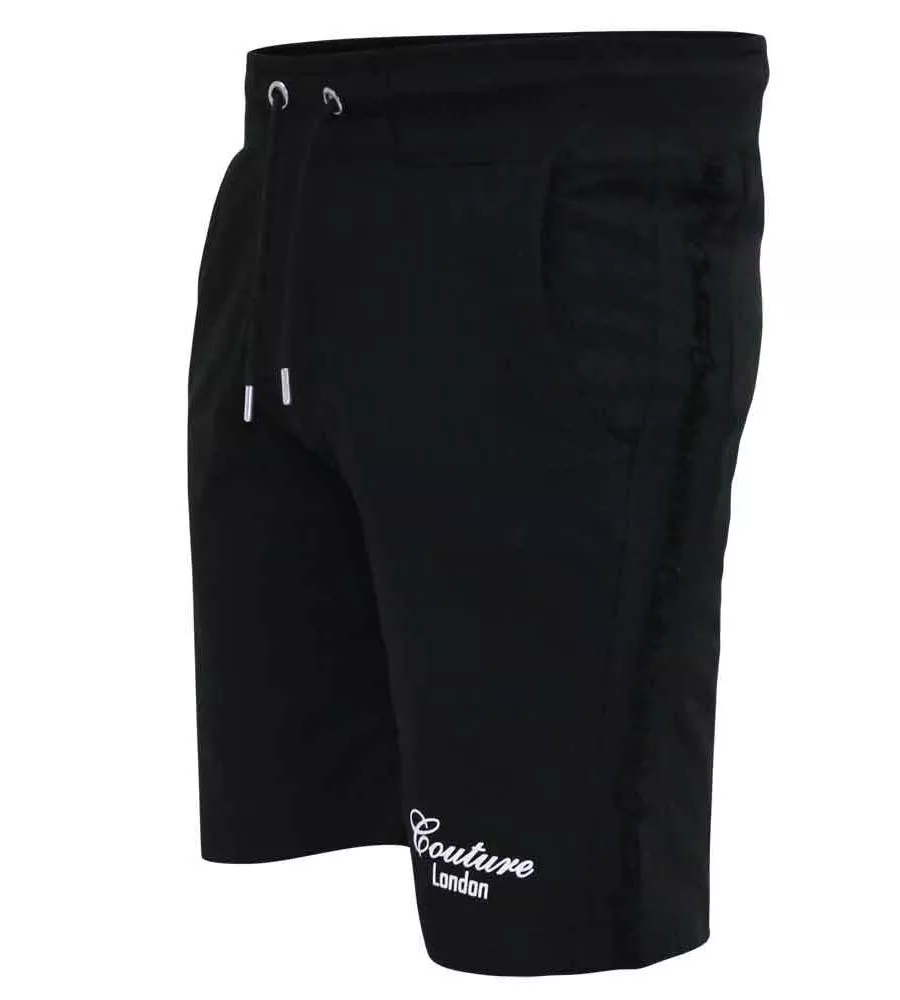 D555 Mens Black Couture Shorts With Elasticated Waistband (HOLBROOK)