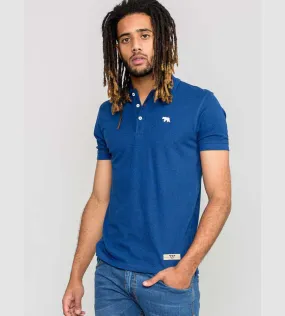 D555 Mens Blue Twisted Polo Shirt With Chest Embroidery (WINCHESTER 2)