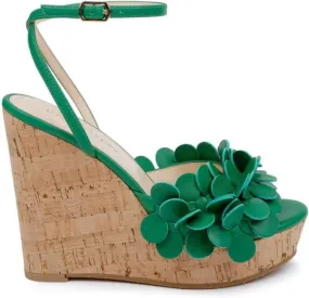 Dee Ocleppo Madrid leather wedge sandals Green