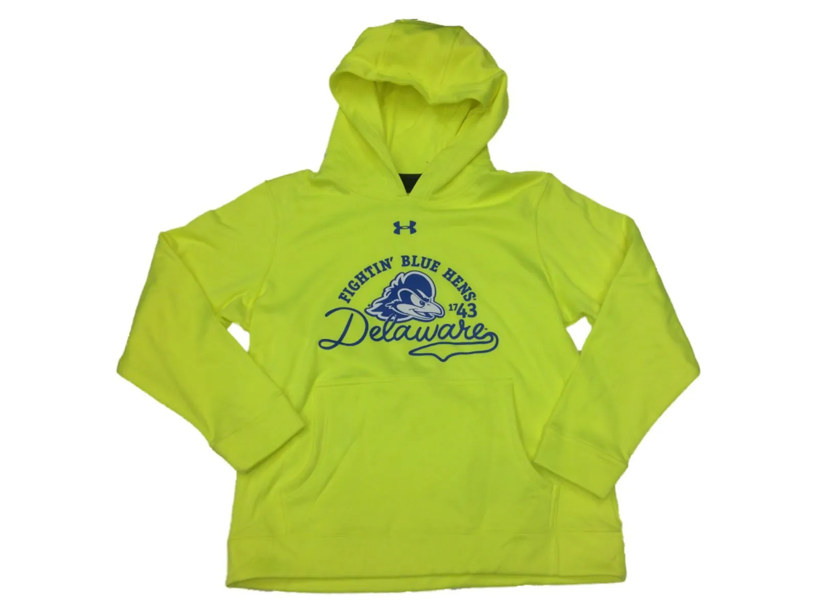 Delaware Fightin' Blue Hens Under Armour YOUTH Neon Yellow Hoodie Sweatshirt (M)