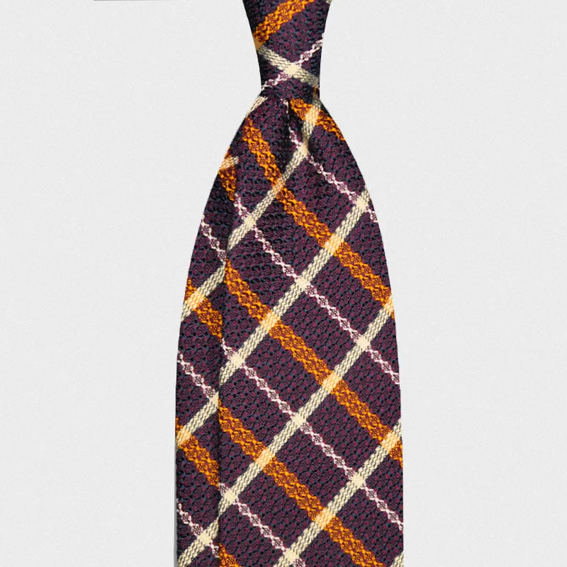 F.Marino Handmade Grenadine Silk Tie Madras Plum