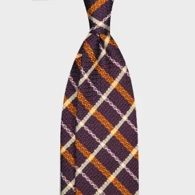 F.Marino Handmade Grenadine Silk Tie Madras Plum