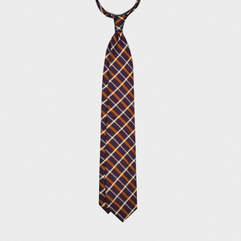 F.Marino Handmade Grenadine Silk Tie Madras Plum