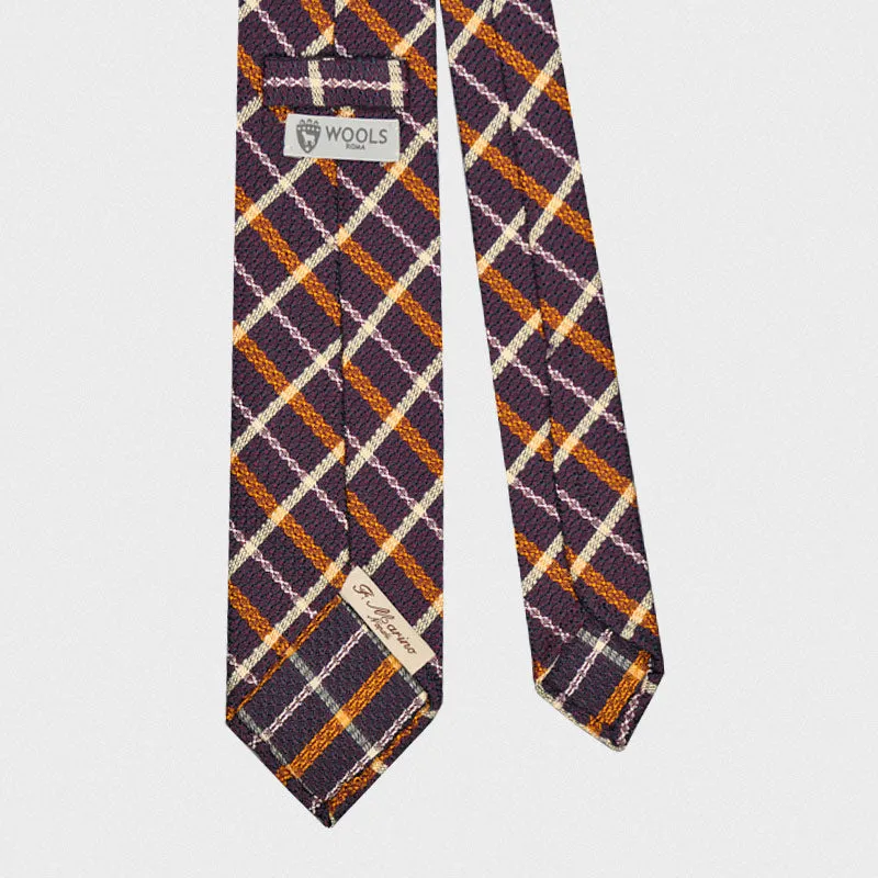 F.Marino Handmade Grenadine Silk Tie Madras Plum