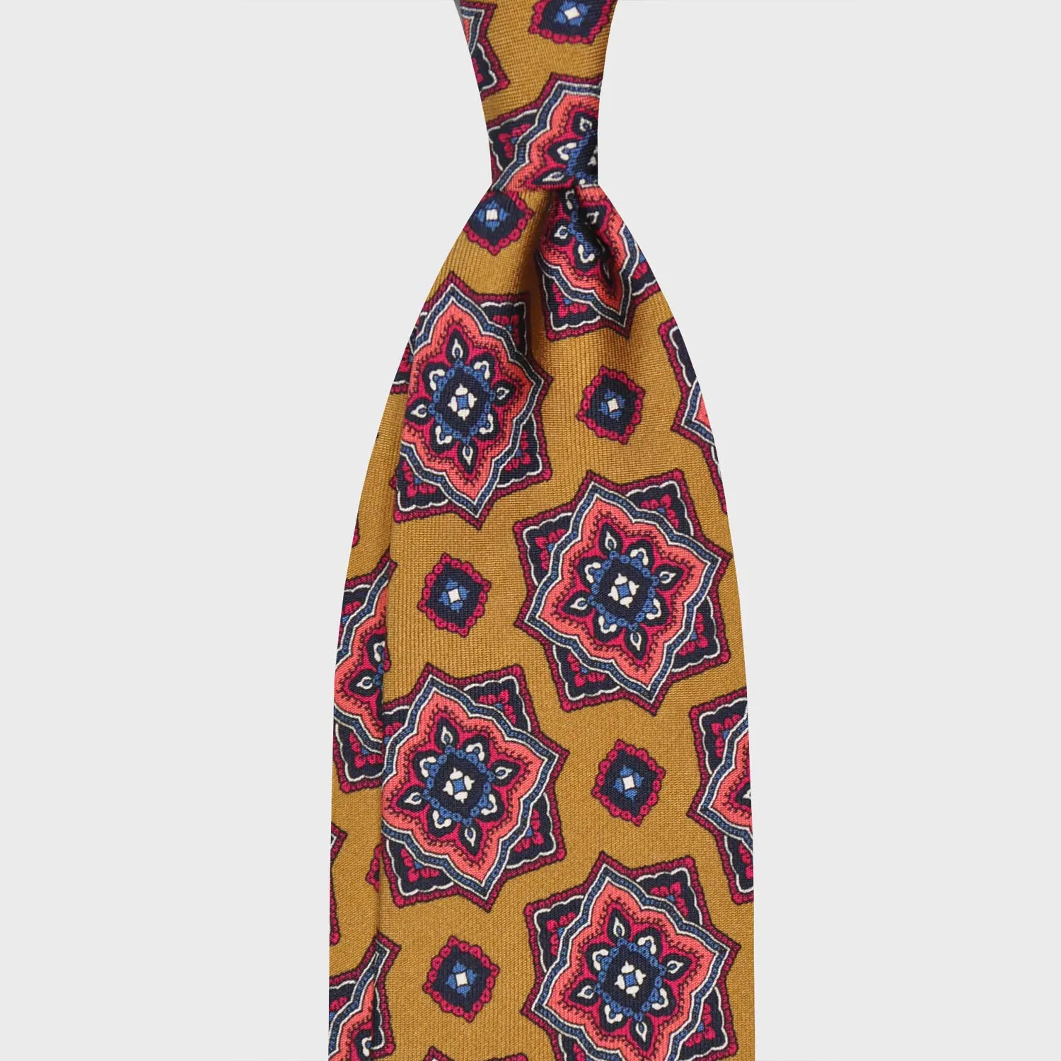 F.Marino Silk Tie 3 Folds Mandala Curry