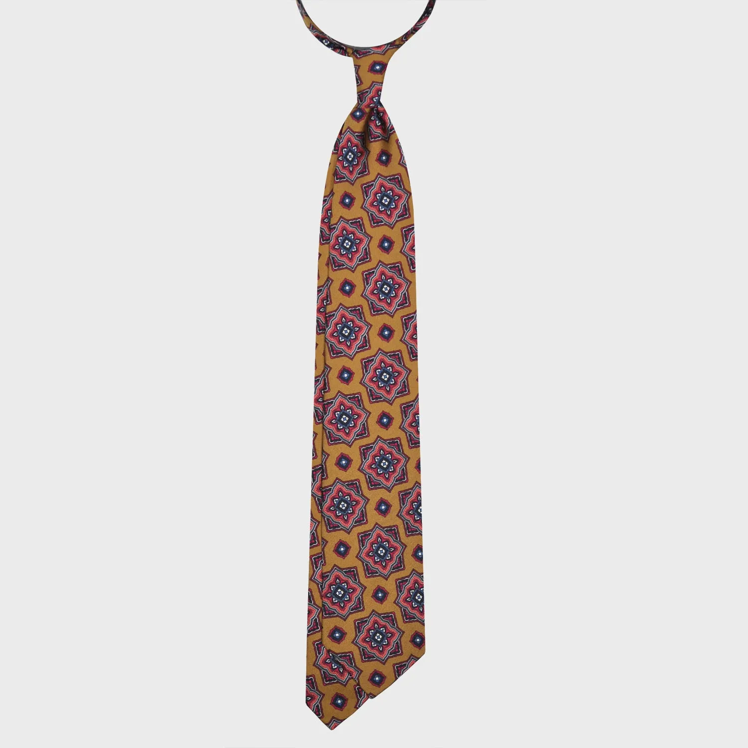 F.Marino Silk Tie 3 Folds Mandala Curry