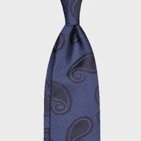 F.Marino Silk Tie 3 Folds Paisley Blue