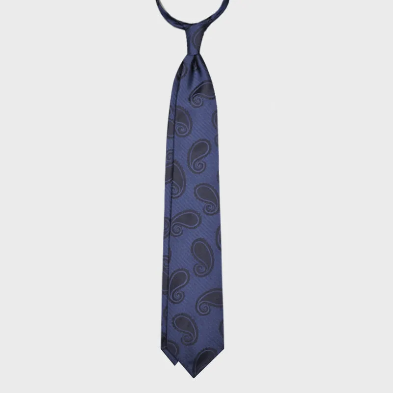 F.Marino Silk Tie 3 Folds Paisley Blue