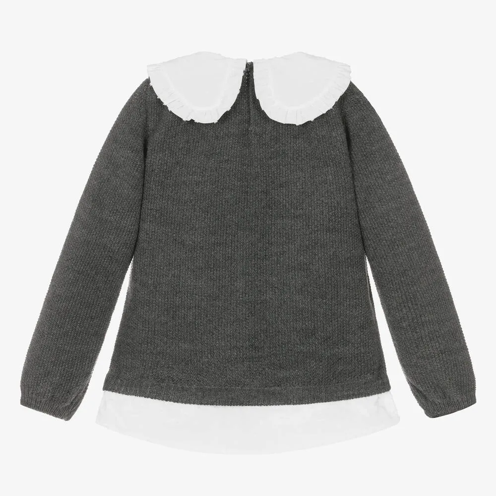 Girls Grey Knitted Sweater